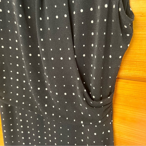 Ann Taylor Polka Dots Sleeveless Round Neck Black White Petite M Lined Dress - Picture 3 of 4